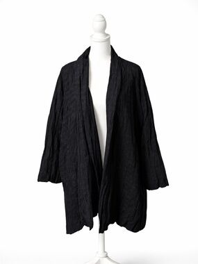 Jarbo Black Jacquard Oversized  Draped Black Cardigan